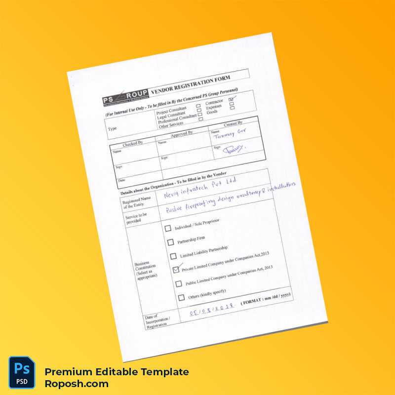 Customizable Vendor Registration Form Editable Word & PDF Template 8 page Customizable Vendor Registration Form Editable Word & PDF Template 8 page