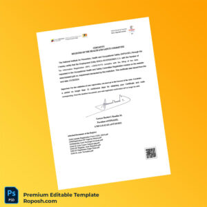 Venezuela INPSASEL Registration Certificate Editable Word & PDF Template