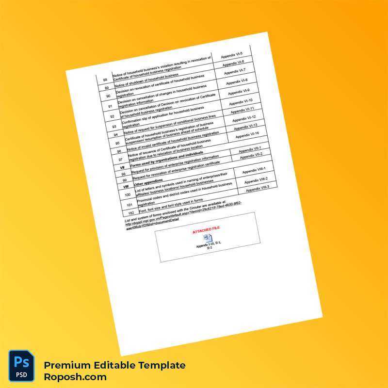 Customizable Vietnam Ministry of Planning and Investment Enterprise Registration Circular Editable Word & PDF Template 6 page Customizable Vietnam Ministry of Planning and Investment Enterprise Registration Circular Editable Word & PDF Template 6 page
