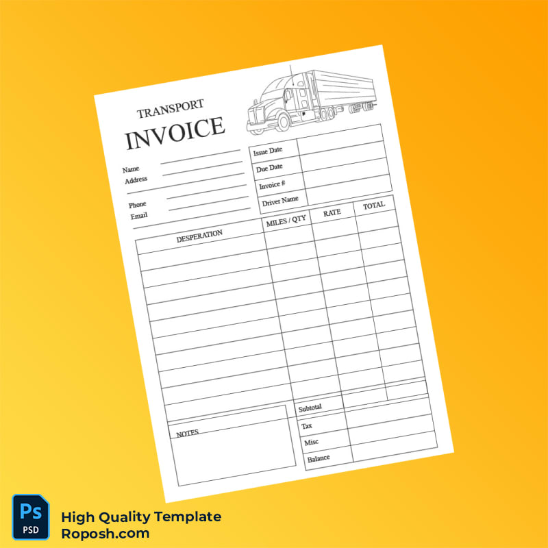 transport invoice Invoice Template in Word and PDF formats transport invoice Invoice Template in Word and PDF formats