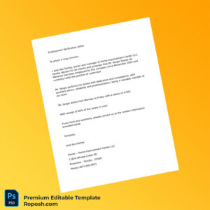 Customizable USA Home Improvement Center LLC Employment Verification Letter Word & PDF Template