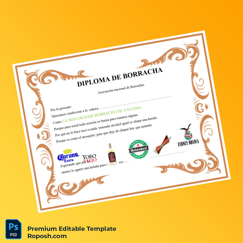 Editable Diploma Template Bolivia Asociación Nacional de Borrachos Diploma – Instant Download Editable Diploma Template Bolivia Asociación Nacional de Borrachos Diploma – Instant Download