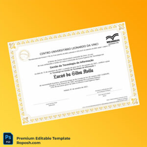 Editable Brazil Centro Universitário Leonardo da Vinci Technology Management Diploma – Instant Download 2 Page Editable Brazil Centro Universitário Leonardo da Vinci Technology Management Diploma – Instant Download 2 Page