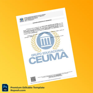 Editable Brazil Centro Universitário Metropolitano da Amazônia Bachelor of Psychology Certificate (Fast Edit)