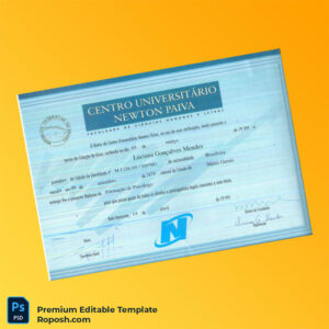 Editable Brazil Centro Universitário Newton Paiva Bachelor of Psychology Diploma Template – Fast Edit 2 Page Editable Brazil Centro Universitário Newton Paiva Bachelor of Psychology Diploma Template – Fast Edit 2 Page