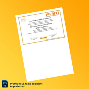 Editable Brazil Centro Universitário das Américas Postgraduate Diploma Template – Instant Download 2 Page