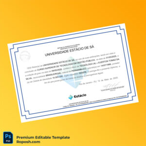 Editable Brazil Estácio de Sá University Technologist Diploma in Public Management (Fast Edit) 2 Page Editable Brazil Estácio de Sá University Technologist Diploma in Public Management (Fast Edit) 2 Page