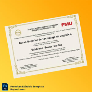 Editable Brazil FMU Technical Degree in Logistics Template – Fast Edit Editable Brazil FMU Technical Degree in Logistics Template – Fast Edit