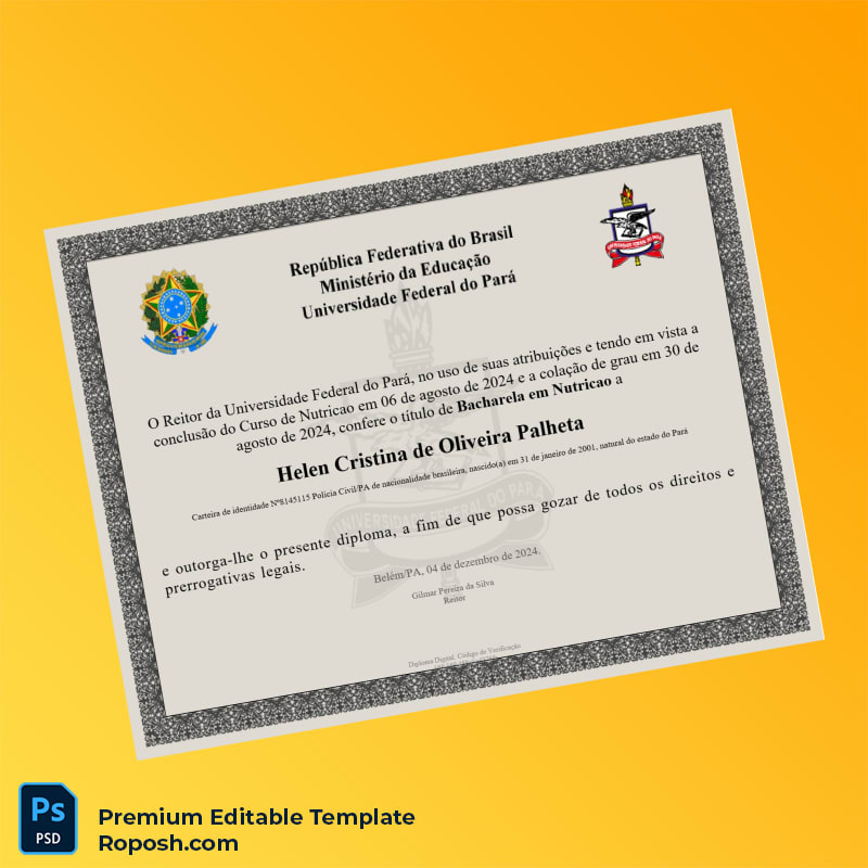 Editable Brazil Federal University of Pará Bachelor of Science in Nutrition Template – Fast Edit 2 Page Editable Brazil Federal University of Pará Bachelor of Science in Nutrition Template – Fast Edit 2 Page