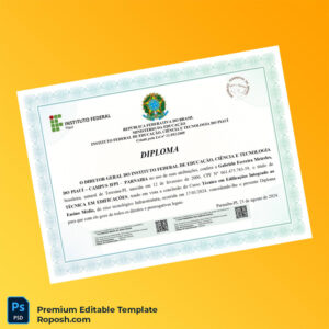 Editable Brazil Instituto Federal Civil Engineering Diploma Template (Fast Edit) 2 Page Editable Brazil Instituto Federal Civil Engineering Diploma Template (Fast Edit) 2 Page