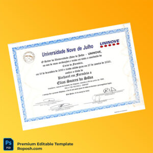 Editable Diploma Template Brazil UNINOVE Bachelor of Pharmacy Template – Instant Download 2 Page Editable Diploma Template Brazil UNINOVE Bachelor of Pharmacy Template – Instant Download 2 Page