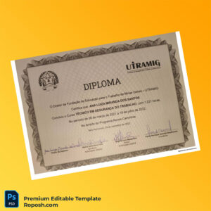 Editable Brazil UTRAMIG Technical Diploma in Occupational Safety – High Quality 2 Page Editable Brazil UTRAMIG Technical Diploma in Occupational Safety – High Quality 2 Page