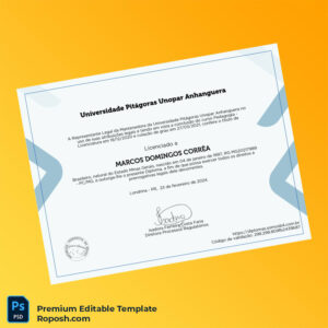 Editable Brazil Universidade Pitágoras Unopar Bachelor of Education Degree Certificate (Fast Edit) 2 Page Editable Brazil Universidade Pitágoras Unopar Bachelor of Education Degree Certificate (Fast Edit) 2 Page