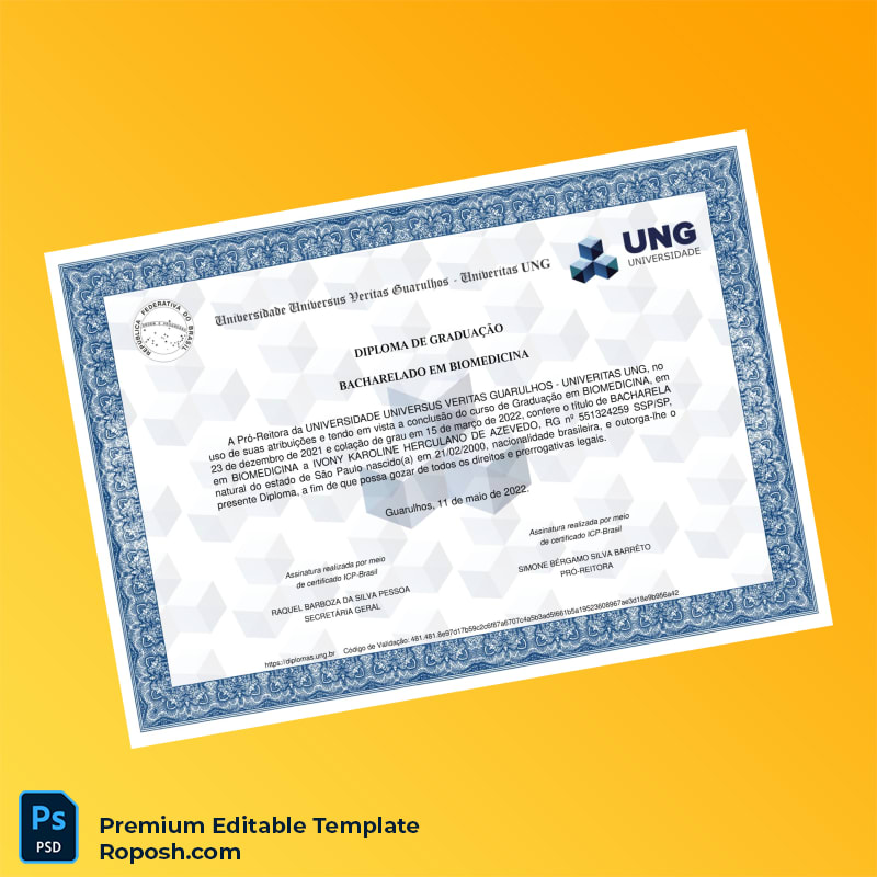 Editable Brazil Universidade Univers Veritas Biomedicine Bachelor Template (Fast Edit) 2 Page Editable Brazil Universidade Univers Veritas Biomedicine Bachelor Template (Fast Edit) 2 Page