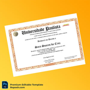Editable Brazil University Paulista Bachelor of Law Template – Fast Edit 2 Page Editable Brazil University Paulista Bachelor of Law Template – Fast Edit 2 Page
