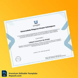 Editable Brazil University Pitágoras Unopar Anhanguera Bachelor Diploma (High Quality) 2 Page Editable Brazil University Pitágoras Unopar Anhanguera Bachelor Diploma (High Quality) 2 Page
