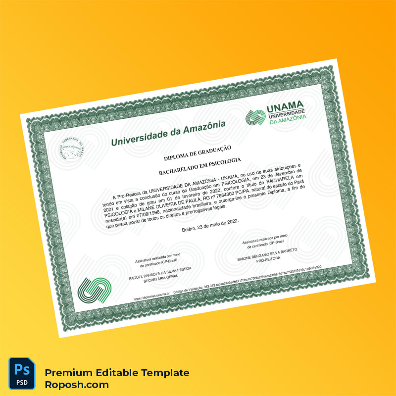 Editable Brazil University of Amazonia Bachelor of Psychology Template – Fast Edit 2 Page Editable Brazil University of Amazonia Bachelor of Psychology Template – Fast Edit 2 Page