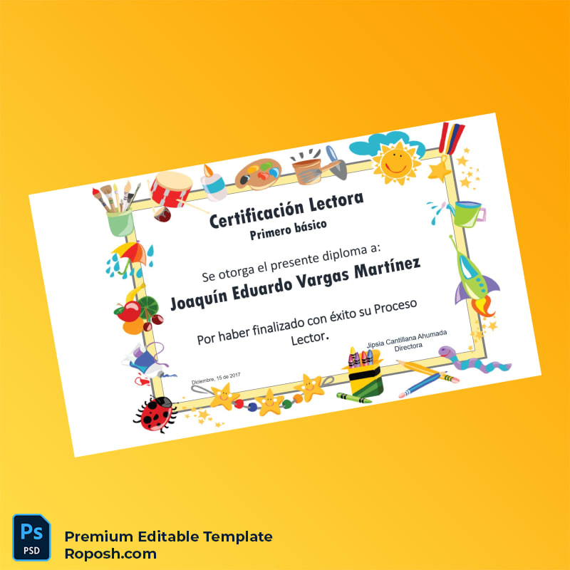 Editable Chile Certificación Lectora Primero Básico Template – Fast Edit Editable Chile Certificación Lectora Primero Básico Template – Fast Edit