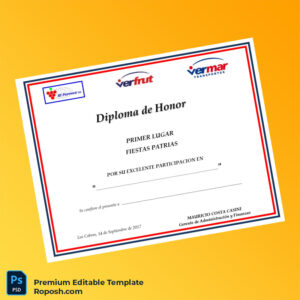Editable Chile Diploma de Honor in Fiestas Patrias Template – Fast Edit 2 Page Editable Chile Diploma de Honor in Fiestas Patrias Template – Fast Edit 2 Page