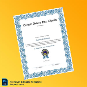Editable Chile Escuela Arturo Prat Chacón High School Diploma Template (Instant Download) Editable Chile Escuela Arturo Prat Chacón High School Diploma Template (Instant Download)