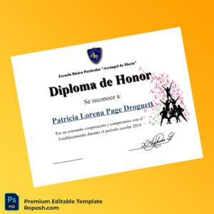 Editable Diploma Template – Chile Escuela Básica Particular Arcángel de MarÃa Honor Diploma Template (Fast Edit) 2 Page Editable Diploma Template – Chile Escuela Básica Particular Arcángel de MarÃa Honor Diploma Template (Fast Edit) 2 Page