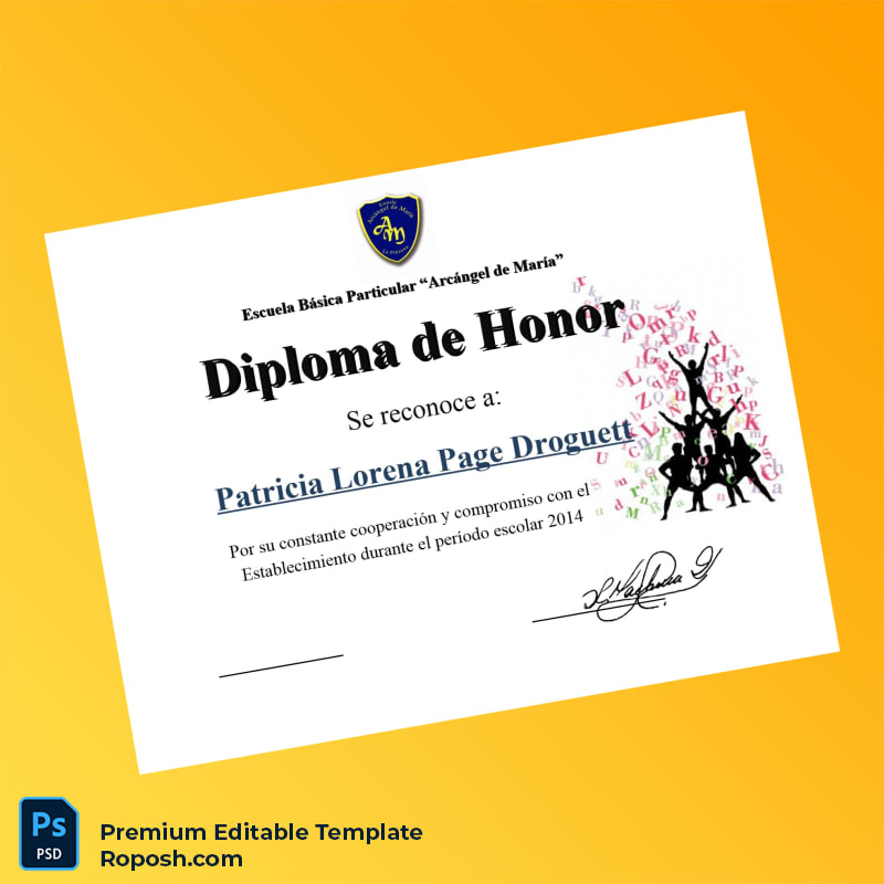 Editable Diploma Template – Chile Escuela Básica Particular Arcángel de María Honor Diploma Template (Fast Edit) 2 Page Editable Diploma Template – Chile Escuela Básica Particular Arcángel de María Honor Diploma Template (Fast Edit) 2 Page
