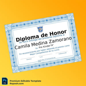 Editable Chile Puente Alto School Honor Diploma Template – Fast Edit Editable Chile Puente Alto School Honor Diploma Template – Fast Edit