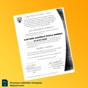 Editable Colombia Colegio Nuevo Cervantes High School Diploma – Instant Download 2 Page Editable Colombia Colegio Nuevo Cervantes High School Diploma – Instant Download 2 Page