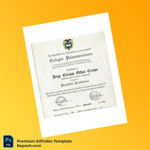 Editable Colombia Colegio Panamericano Bachelor Certificate – Fast Edit Editable Colombia Colegio Panamericano Bachelor Certificate – Fast Edit