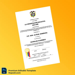 Editable Colombia Concentración Educativa San José Academic Bachelor Diploma – Fast Edit Editable Colombia Concentración Educativa San José Academic Bachelor Diploma – Fast Edit