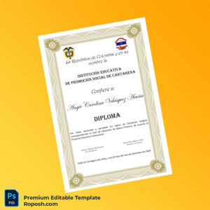 Editable Colombia Educational Institution for Social Promotion of Cartagena Diploma Certificate – Fast Edit Editable Colombia Educational Institution for Social Promotion of Cartagena Diploma Certificate – Fast Edit