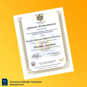 Editable Diploma Template – Colombia Gimnasio Latinoamericano Academic Bachelor Diploma (Fast Edit) 2 Page Editable Diploma Template – Colombia Gimnasio Latinoamericano Academic Bachelor Diploma (Fast Edit) 2 Page
