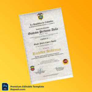 Editable Diploma Template – Colombia Gustavo Perdomo Ávila High School Diploma (Fast Edit) Editable Diploma Template – Colombia Gustavo Perdomo Ávila High School Diploma (Fast Edit)