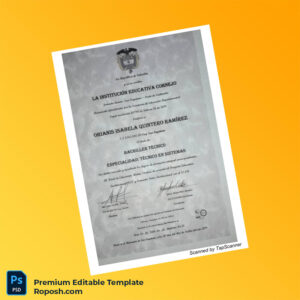 Editable Colombia Institución Educativa Cornejo Technical Bachelor Diploma – Fast Edit