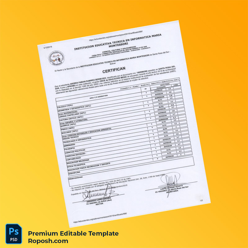 Editable Diploma Template – Colombia Institution Educativa Técnica en Informática Marta Montessori Technical Bachelor Certificate (Fast Edit) 3 Page Editable Diploma Template – Colombia Institution Educativa Técnica en Informática Marta Montessori Technical Bachelor Certificate (Fast Edit) 3 Page