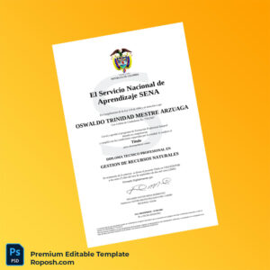 Editable Colombia Servicio Nacional de Aprendizaje SENA Diploma in Natural Resource Management (Fast Edit)