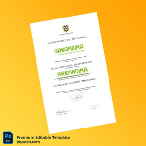 Editable Diploma Template – Colombia Universidad del Área Andina Technologist in Business Management Diploma (Fast Edit) Editable Diploma Template – Colombia Universidad del Área Andina Technologist in Business Management Diploma (Fast Edit)