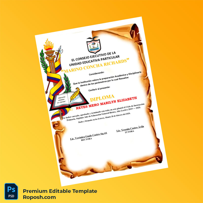 Editable Ecuador Marino Concha Richards Diploma Template (Instant Download) 4 Page Editable Ecuador Marino Concha Richards Diploma Template (Instant Download) 4 Page