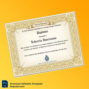 Editable El Salvador Real Academia Española Diploma Template – Fast Edit