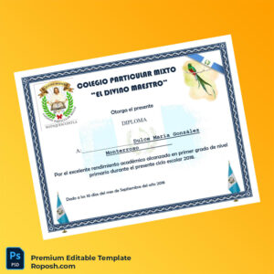 Editable Guatemala Colegio Particular Mixto _El Divino Maestro_ Diploma (Instant Download) 2 Page Editable Guatemala Colegio Particular Mixto _El Divino Maestro_ Diploma (Instant Download) 2 Page