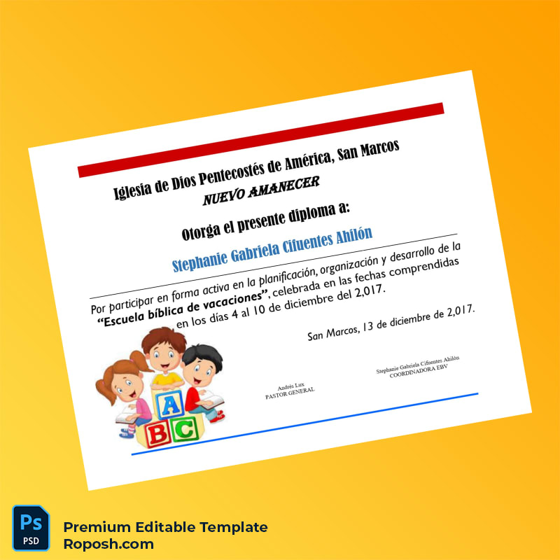 Editable Guatemala Iglesia de Dios Pentecostés de América Diploma Template (Fast Edit) Editable Guatemala Iglesia de Dios Pentecostés de América Diploma Template (Fast Edit)