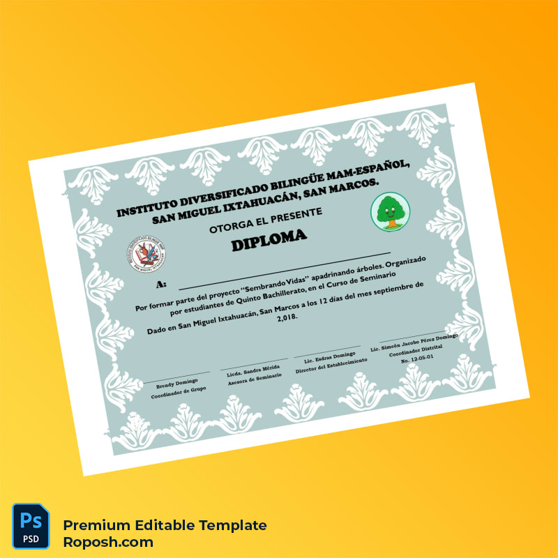 Editable Diploma Template – Guatemala Instituto Diversificado Bilingüe MAM-Español Diploma Template (Fast Edit) Editable Diploma Template – Guatemala Instituto Diversificado Bilingüe MAM-Español Diploma Template (Fast Edit)
