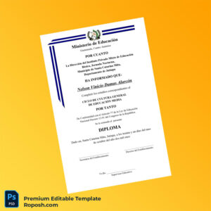 Editable Guatemala Instituto Privado Mixto de Educación Básica High School Diploma Template (Instant Download) Editable Guatemala Instituto Privado Mixto de Educación Básica High School Diploma Template (Instant Download)