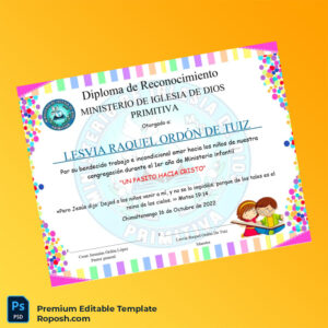 Editable Guatemala Ministerio de Dios Primitiva Diploma of Recognition (Instant Download) Editable Guatemala Ministerio de Dios Primitiva Diploma of Recognition (Instant Download)
