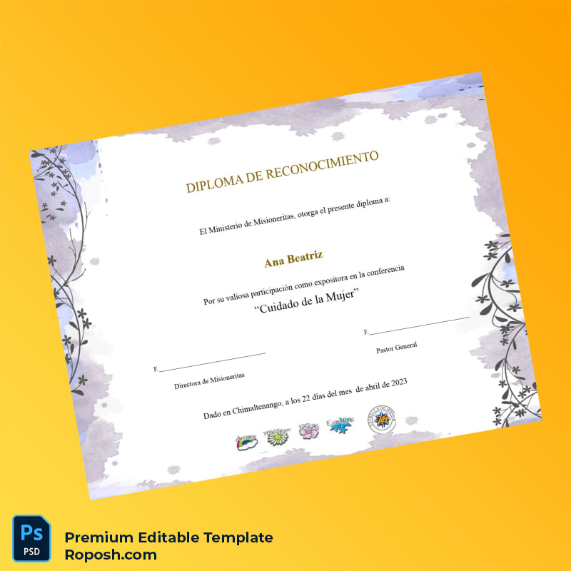 Editable Guatemala Ministerio de Misioneritas Recognition Diploma Template – High Quality Editable Guatemala Ministerio de Misioneritas Recognition Diploma Template – High Quality