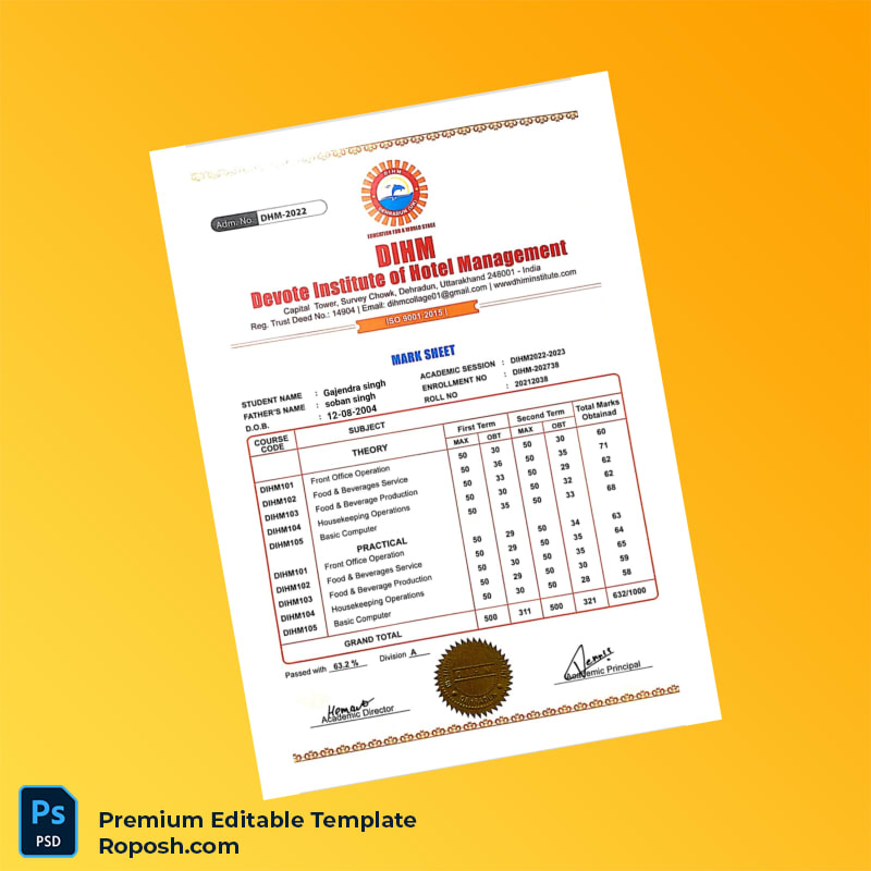 Editable India DIM College Diploma in Hotel Management Template – Fast Edit 2 Page Editable India DIM College Diploma in Hotel Management Template – Fast Edit 2 Page