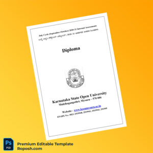 Editable India Karnataka State Open University Diploma Template – Fast Edit 8 Page Editable India Karnataka State Open University Diploma Template – Fast Edit 8 Page
