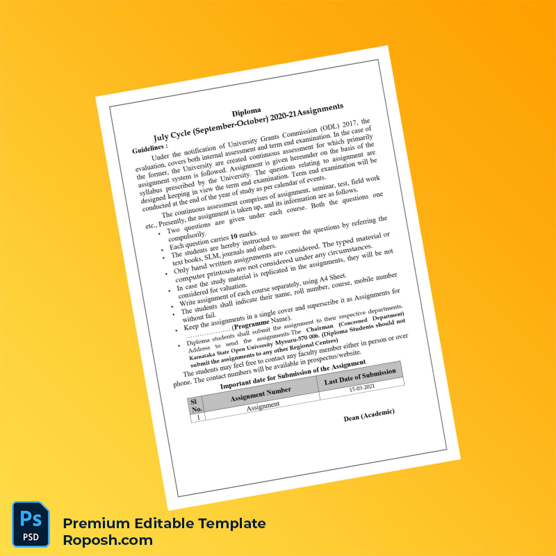 Editable India Karnataka State Open University Diploma Template – Fast Edit 8 Page Editable India Karnataka State Open University Diploma Template – Fast Edit 8 Page