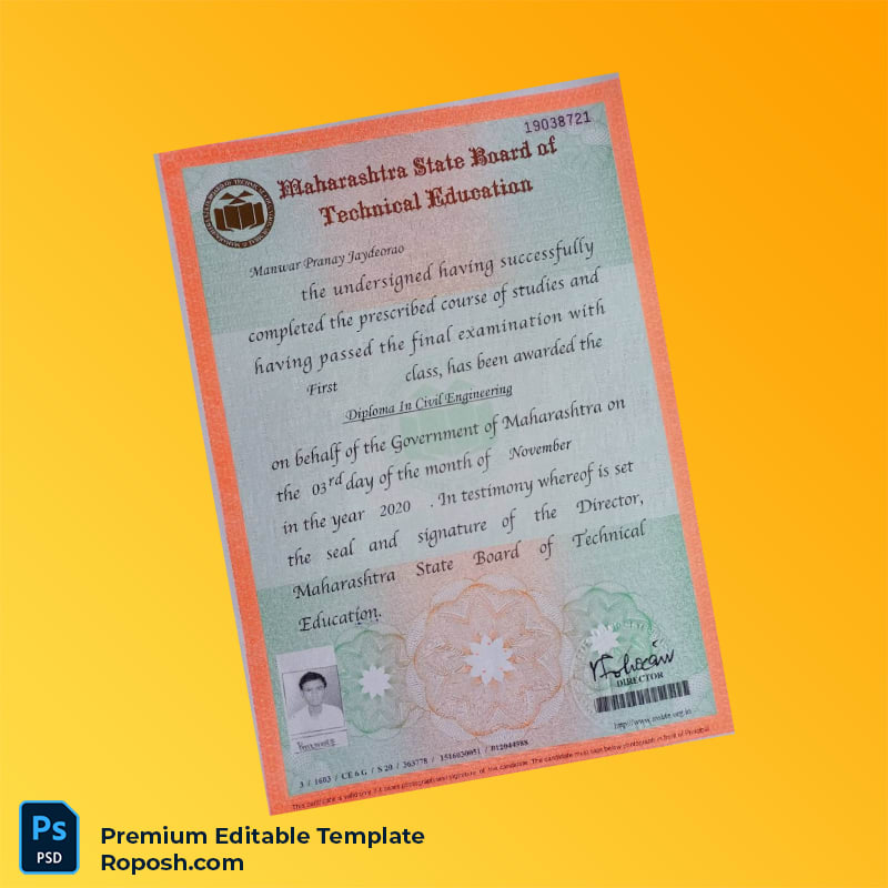 Editable India Maharashtra State Board of Technical Education Diploma In Civil Engineering Template – Fast Edit Editable India Maharashtra State Board of Technical Education Diploma In Civil Engineering Template – Fast Edit