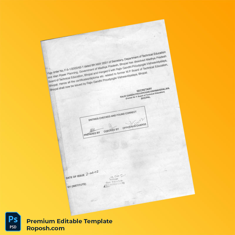 Editable India Rajiv Gandhi Technical University Diploma in Civil Engineering Template – Fast Edit 2 Page Editable India Rajiv Gandhi Technical University Diploma in Civil Engineering Template – Fast Edit 2 Page